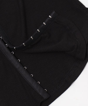 ロゴ刺繍レースフックカーデ