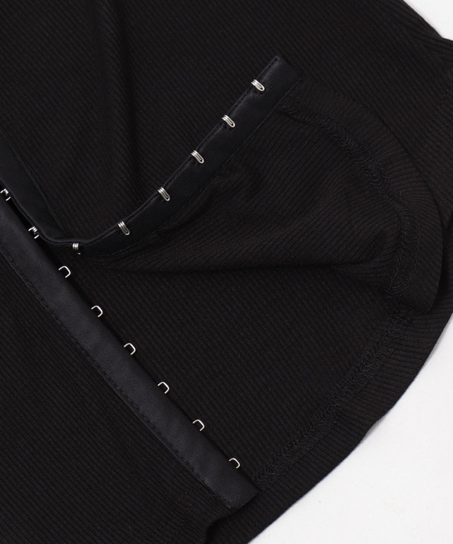 ロゴ刺繍レースフックカーデ