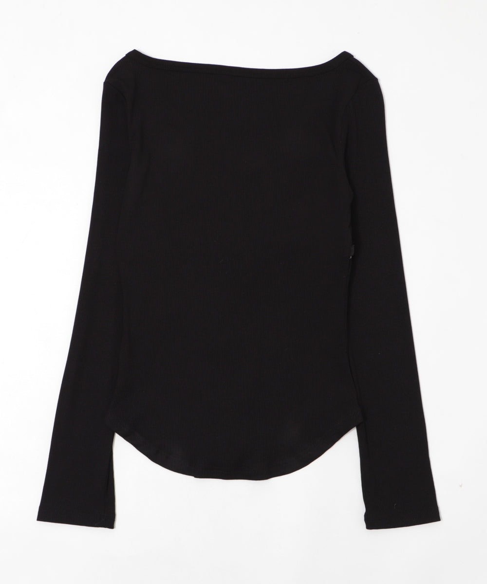 ロゴ刺繍レースフックカーデ