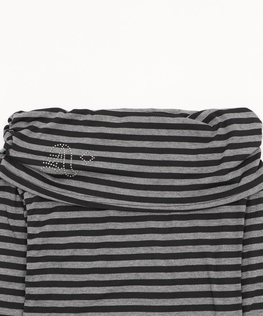 ロゴスタッズボーダーオフショルトップ