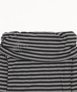 ロゴスタッズボーダーオフショルトップ