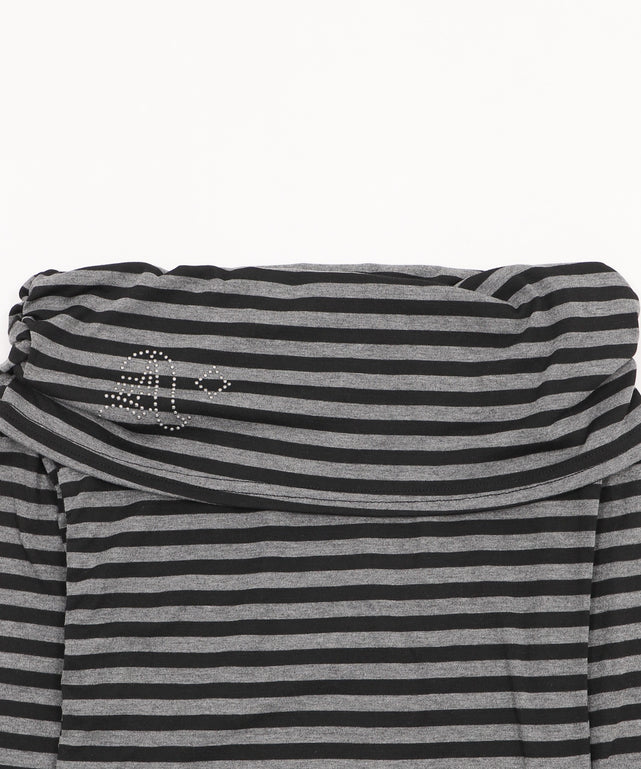 ロゴスタッズボーダーオフショルトップ