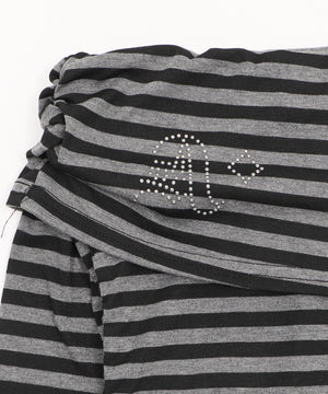 ロゴスタッズボーダーオフショルトップ