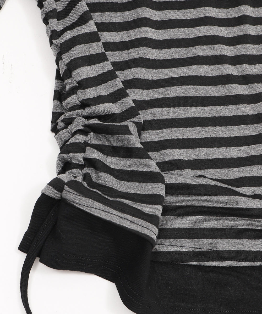 ロゴスタッズボーダーオフショルトップ