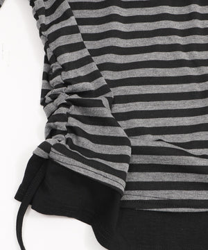 ロゴスタッズボーダーオフショルトップ