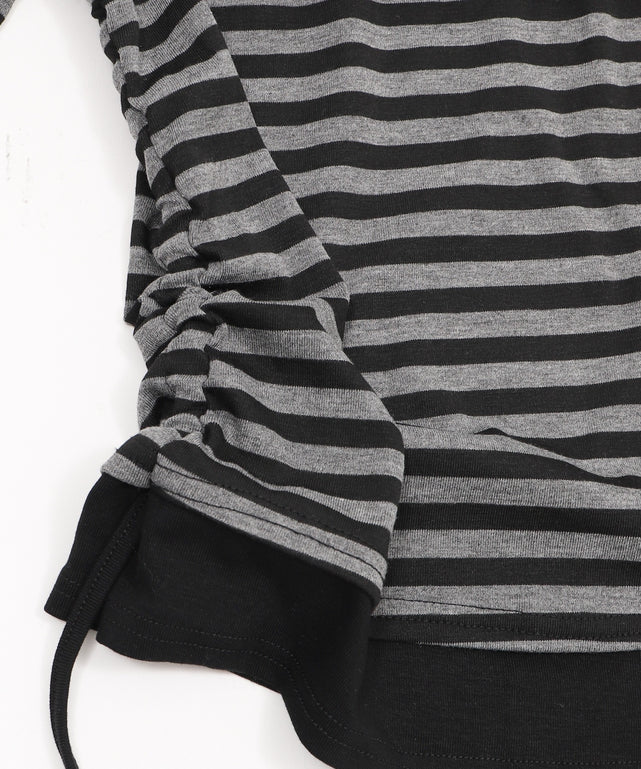 ロゴスタッズボーダーオフショルトップ