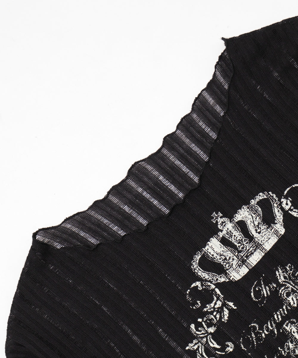 オフショルグラッフィックニット