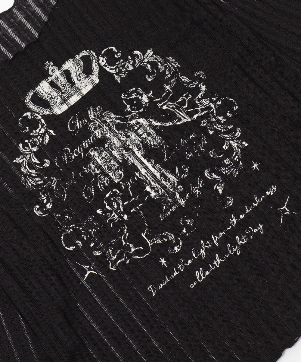 オフショルグラッフィックニット