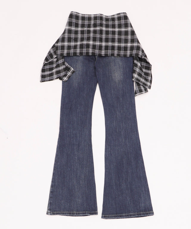 フェイクスリーブフレアデニム