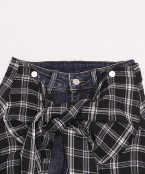 フェイクスリーブフレアデニム