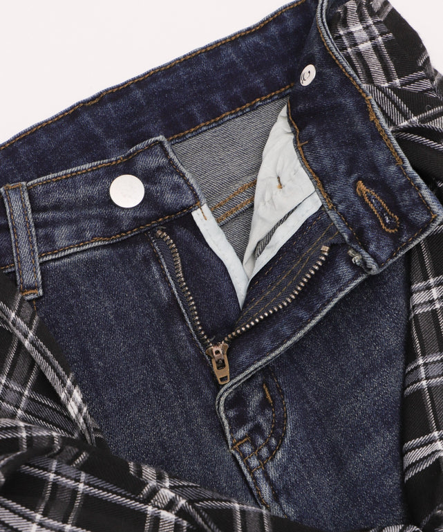 フェイクスリーブフレアデニム