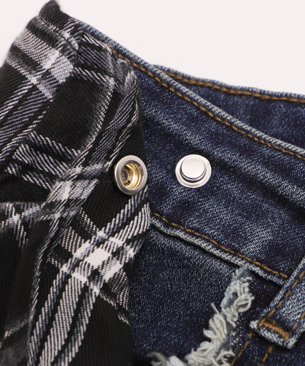 フェイクスリーブフレアデニム