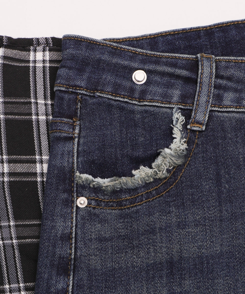 フェイクスリーブフレアデニム