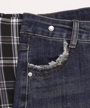 フェイクスリーブフレアデニム