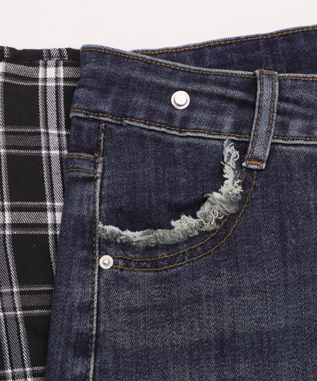 フェイクスリーブフレアデニム