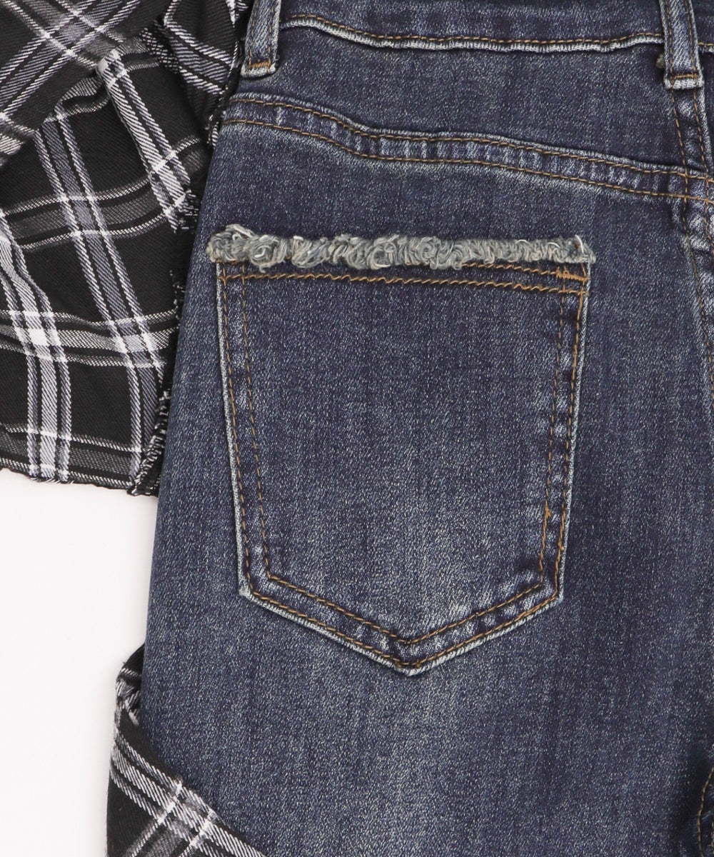 フェイクスリーブフレアデニム