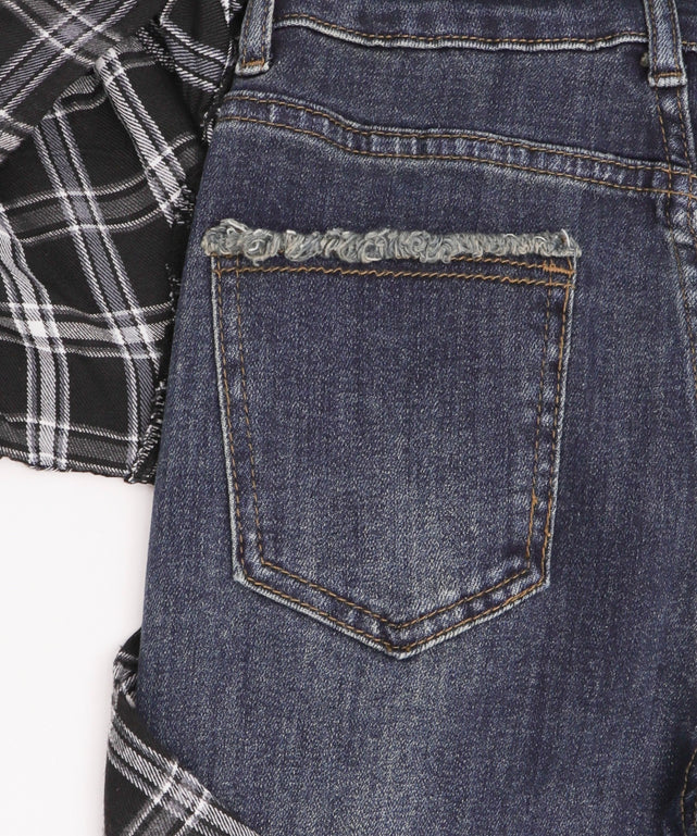 フェイクスリーブフレアデニム