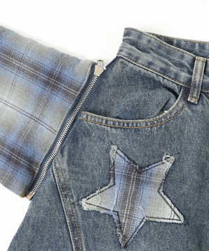 フェイクスリーブバレルデニム