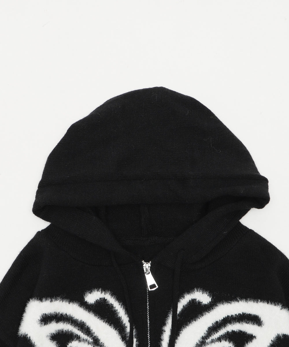 バタフライWジップニットパーカー