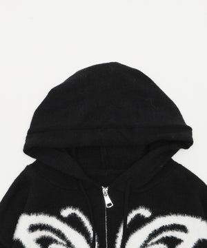 バタフライWジップニットパーカー