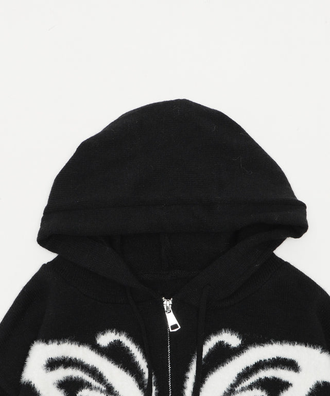 バタフライWジップニットパーカー