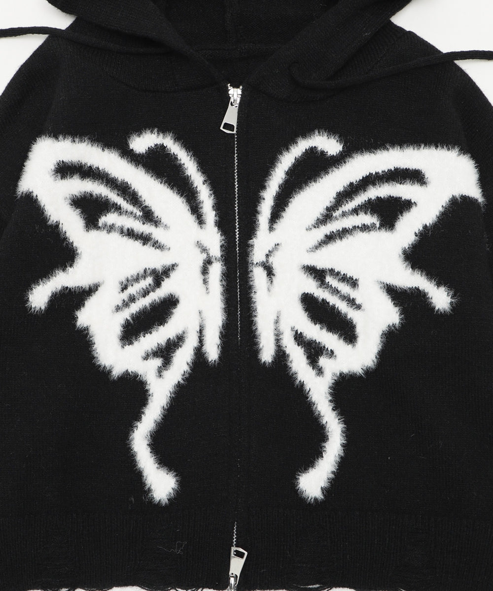 バタフライWジップニットパーカー