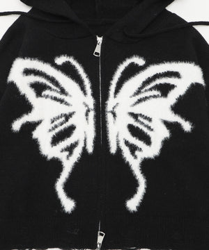 バタフライWジップニットパーカー