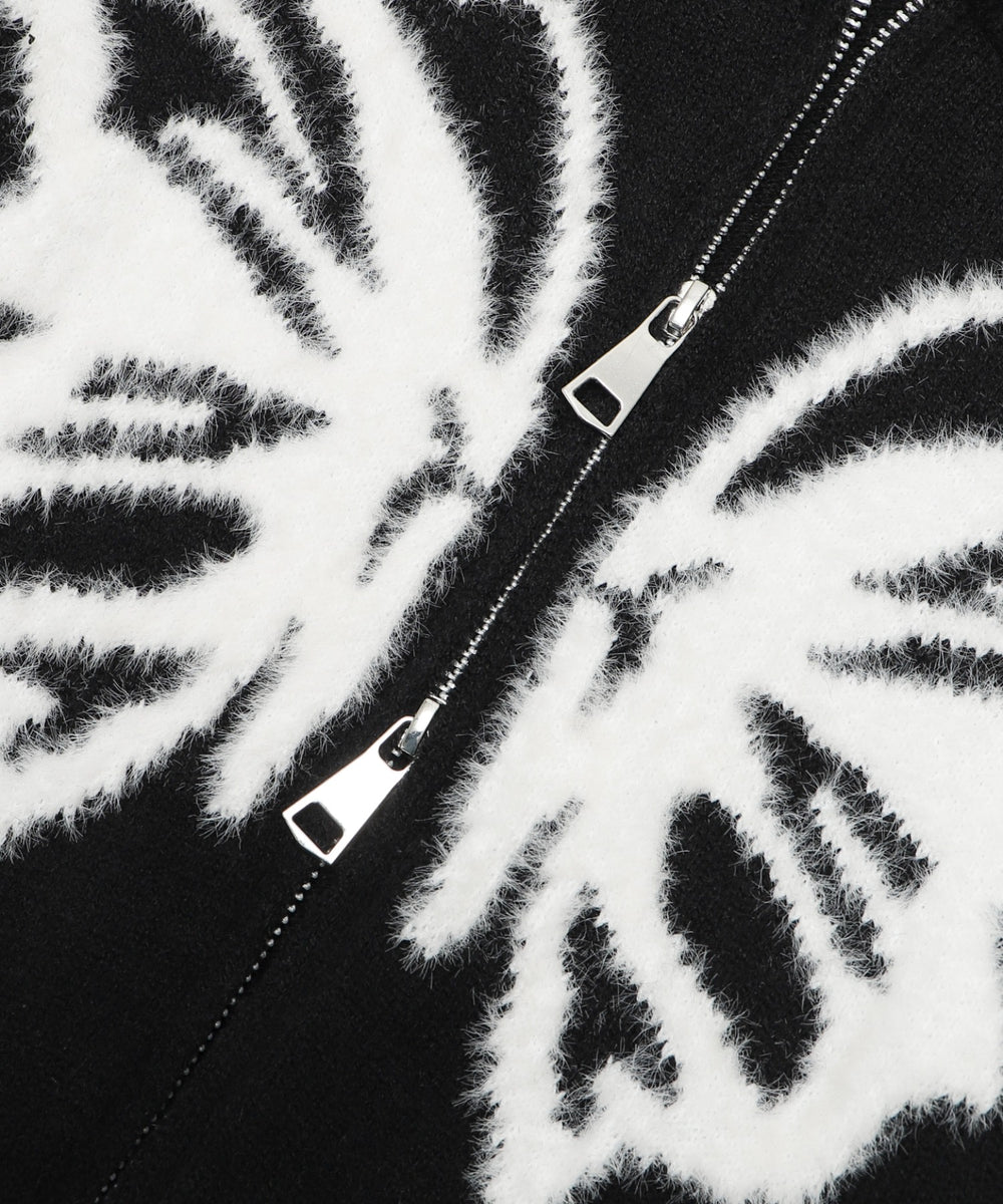 バタフライWジップニットパーカー