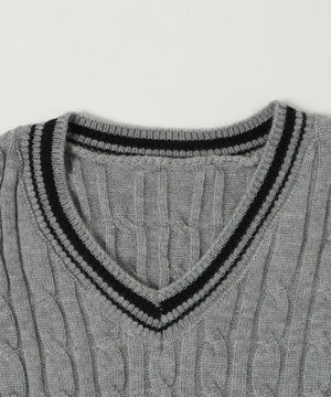 マフラー付きチルデンニット