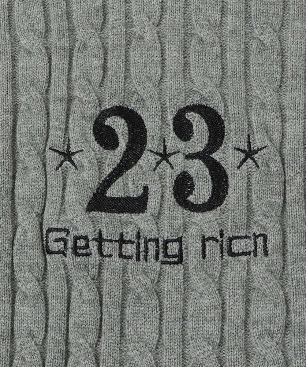 マフラー付きチルデンニット