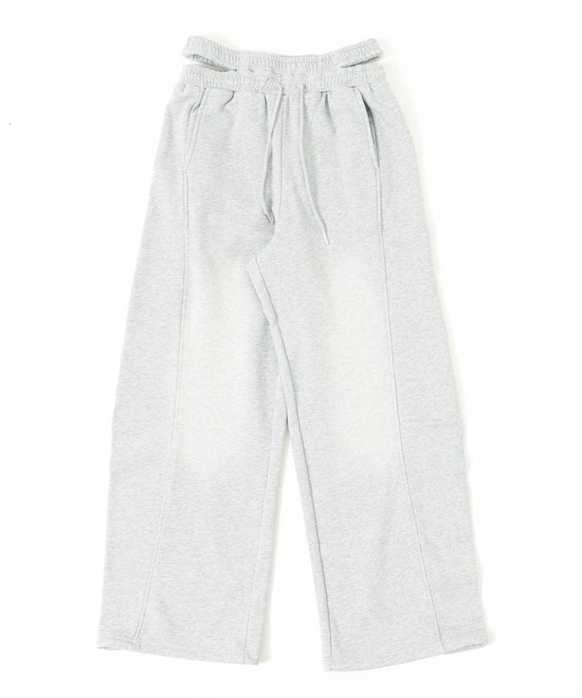 ウエストカットカーブスウェットパンツ/杢グレー