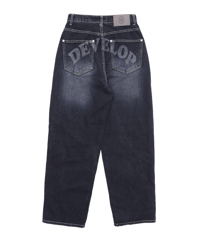 バックロゴワイドデニムパンツ