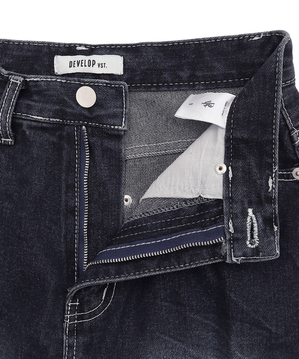 バックロゴワイドデニムパンツ