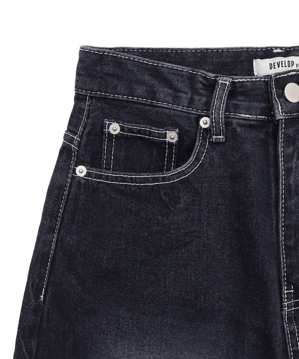 バックロゴワイドデニムパンツ