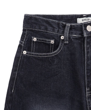 バックロゴワイドデニムパンツ