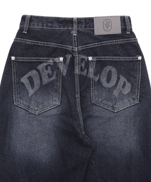 バックロゴワイドデニムパンツ