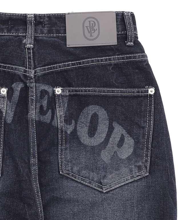 バックロゴワイドデニムパンツ