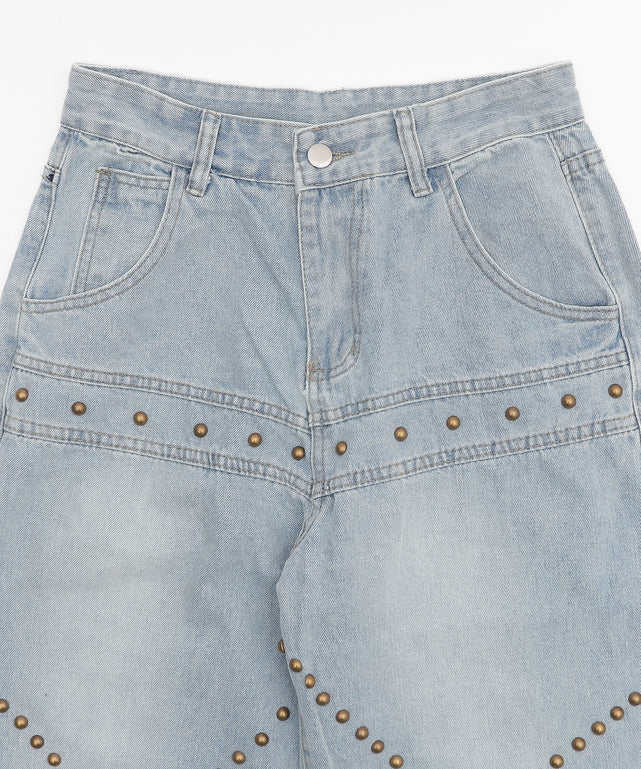 スタッズスターワイドデニムパンツ