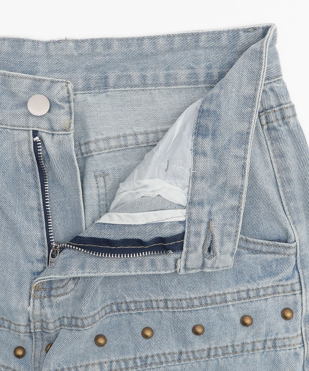 スタッズスターワイドデニムパンツ