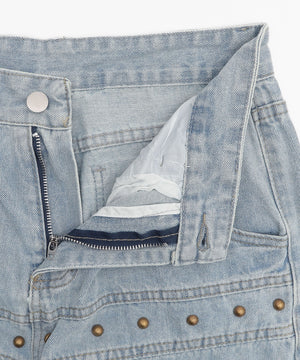 スタッズスターワイドデニムパンツ