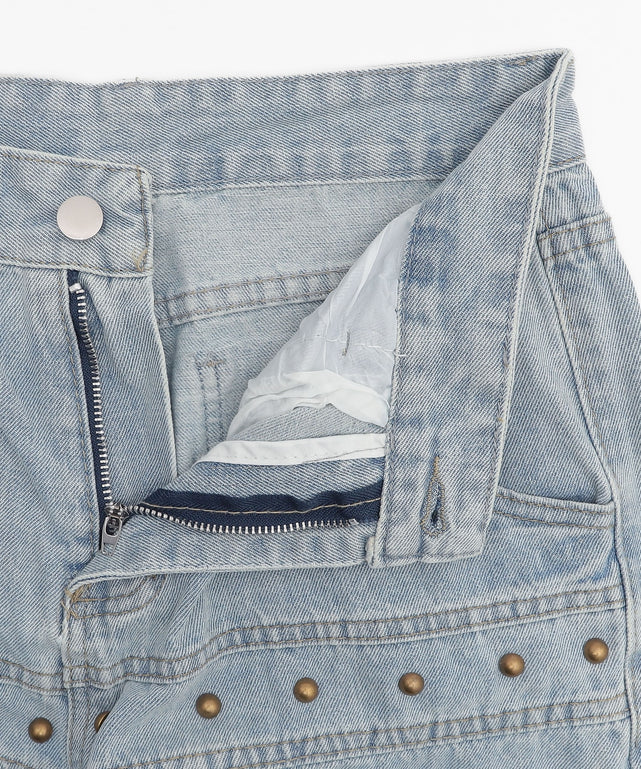 スタッズスターワイドデニムパンツ