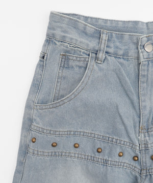 スタッズスターワイドデニムパンツ