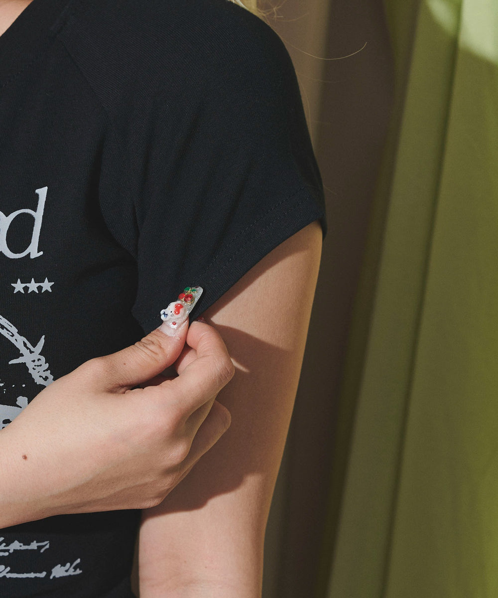 レースヘムグラフィックピチT