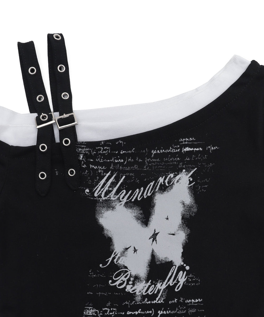 バタフライオフショルピチT