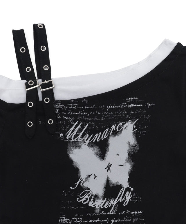 バタフライオフショルピチT