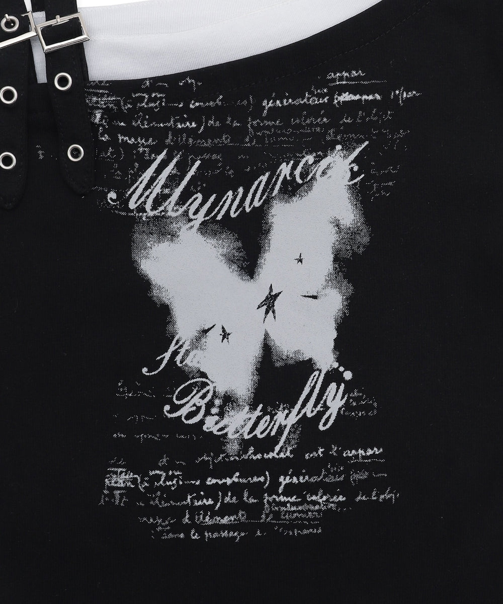 バタフライオフショルピチT