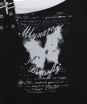 バタフライオフショルピチT