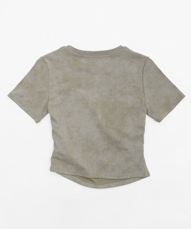 サイドギャザーラインストーンロゴT