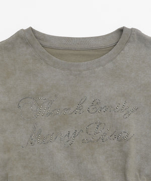 サイドギャザーラインストーンロゴT