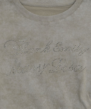 サイドギャザーラインストーンロゴT